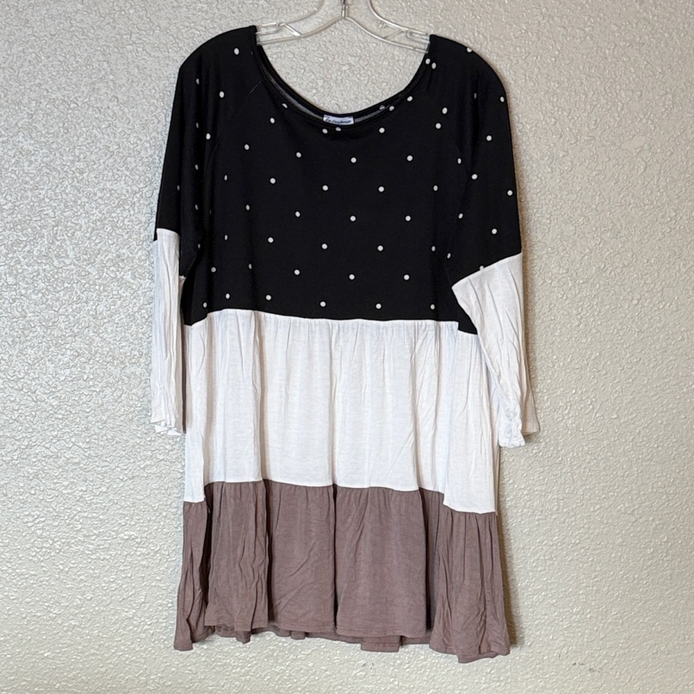 Polka Dot Color Block Women's Top